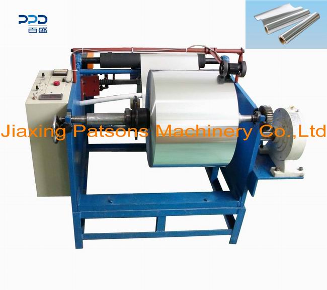 Semi auto single shaft aluminium foil rewinding machine